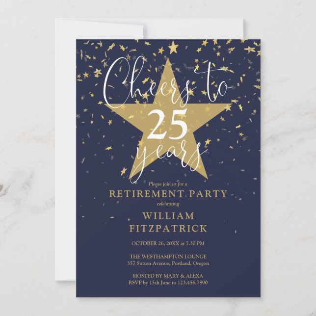 Invitation Salutations À La Partie De Retraite Des Étoiles De (Devant)