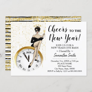 Invitation Salutations à la Parties scintillant du Nouvel An