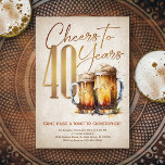 Invitation Salutations Beer Mens Funny 40e anniversaire<br><div class="desc">Célébrez le grand 4-0 avec style et humour avec ce design vintage d'anniversaire de bière. La typographie dorée est élégante et évoque un verre de bière cool, lui conférant une atmosphère rétro vintage classique. Parfait pour l'homme (ou la femme !) dans votre vie qui aime leurs lagers, les bières et...</div>