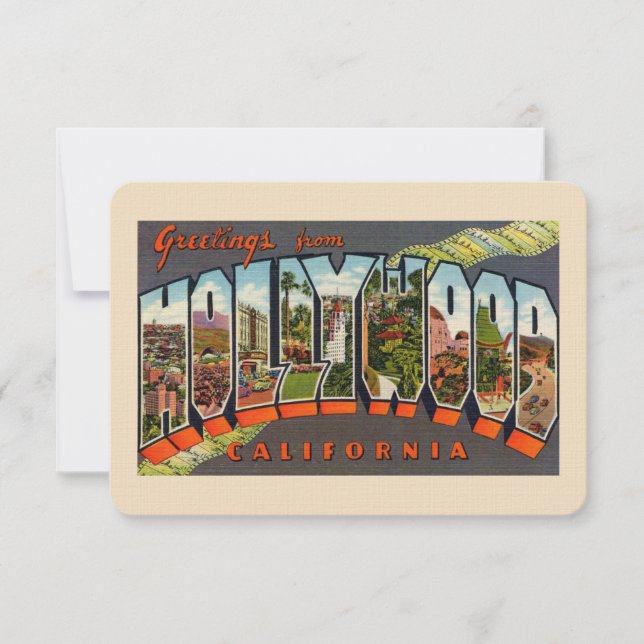 Invitation Salutations de Hollywood Postcard, Linen Postcard (Devant)
