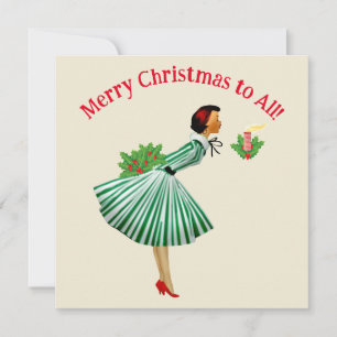 Invitation Salutations de Noël de la Vintage dame de 1950
