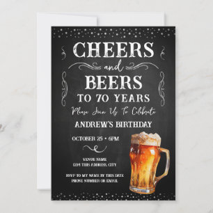 Invitation Salutations et bières 70e anniversaire Chalkboard