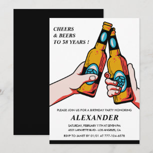 Invitation Salutations et bières Black Rustic Hommes 38e anni
