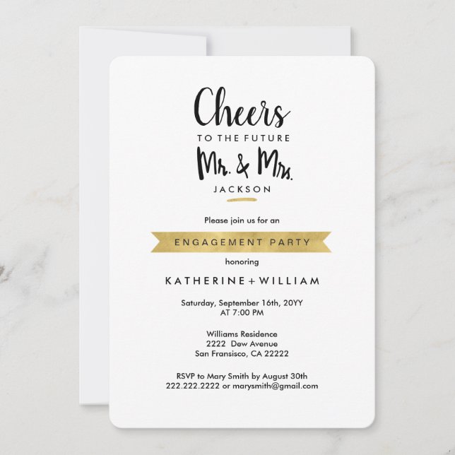 Invitation Salutations pour l'avenir M & Mme Engagement Party (Devant)