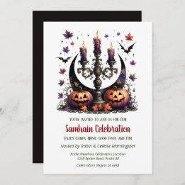 Invitation Samhain Moon Bats & Citrouilles Automne Halloween 