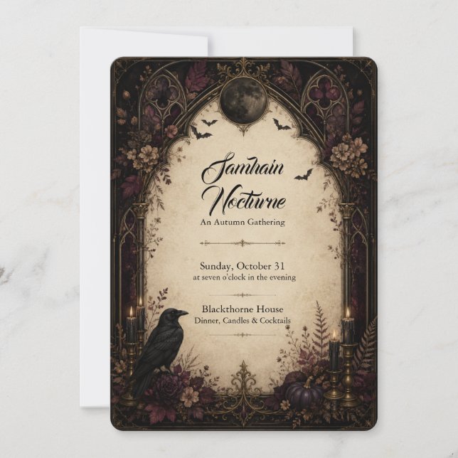 Invitation Samhain Nocturne Fête Gothique d'Halloween (Devant)
