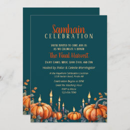 Invitation Samhain Party Automne Citrouilles et bougies Invit