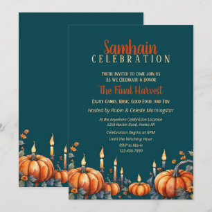 Invitation Samhain Party Automne Citrouilles et bougies Invit