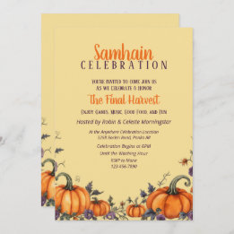 Invitation Samhain Party Automne Citrouilles et Feuilles Invi