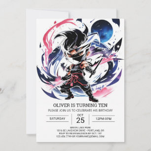 Invitation Samurai épée Ninja Anniversaire des enfants
