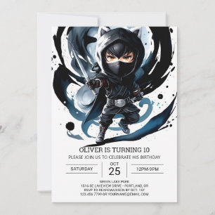 Invitation Samurai épée Ninja Surprise Anniversaire