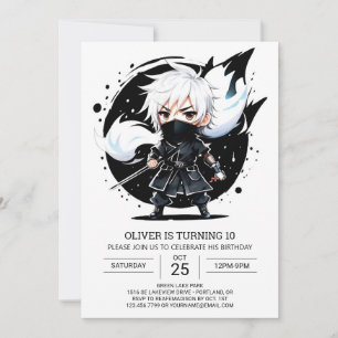 Invitation Samurai Ninja Martial Arts Anniversaire