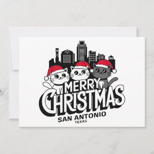 Invitation San Antonio City Texas Merry Christmas Cats USA