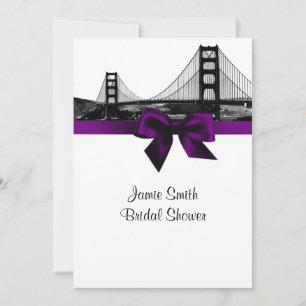 Invitation San Fran Skyline Etted BW Purple Fête des mariées