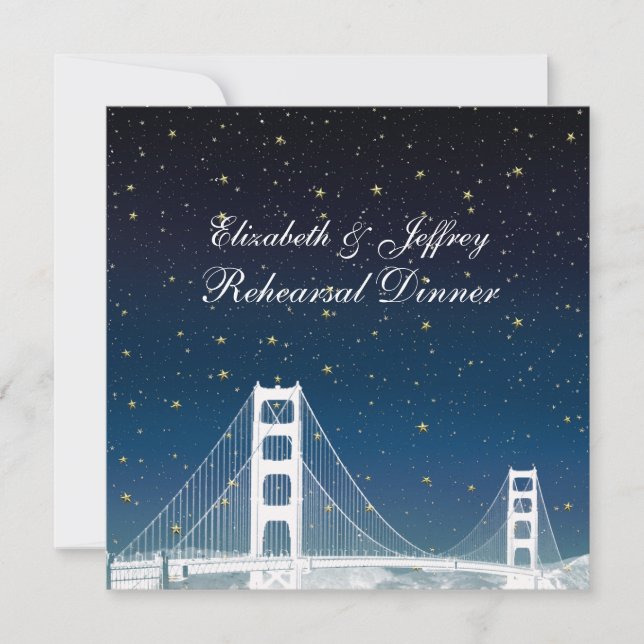 Invitation San Fran Skyline Gravée Étoile Bleue Dîner de Répé (Devant)