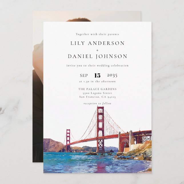 Invitation San Francisco Destination Photo Wedding (Devant / Derrière)