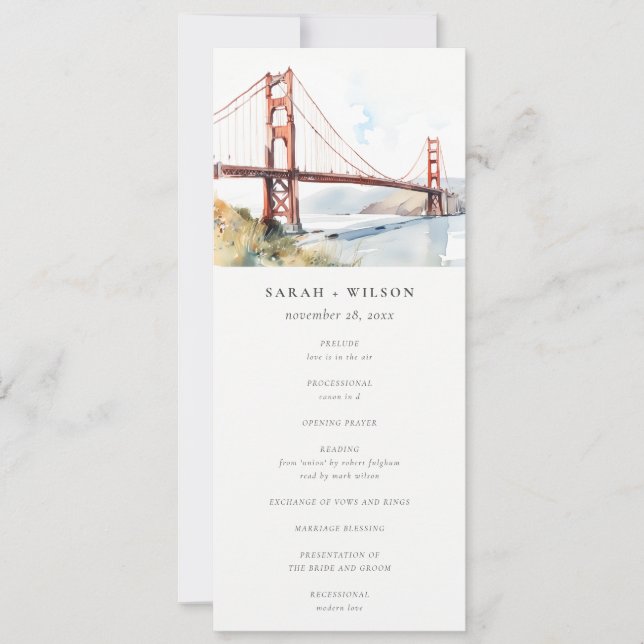Invitation San Francisco Golden Gate Bridge Wedding Program (Devant)