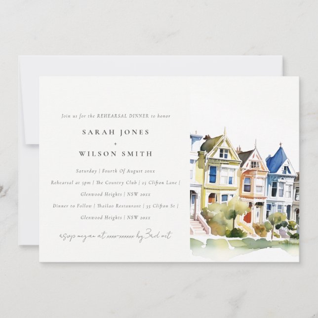 Invitation San Francisco Painted Ladies Rehearsal Dinner (Devant)