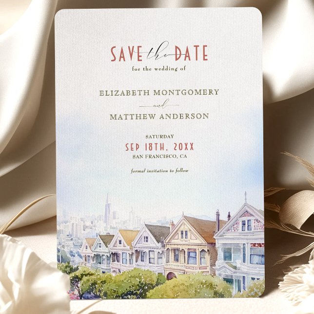 Invitation San Francisco Painted Ladies Sauvez la date (Créateur téléchargé)