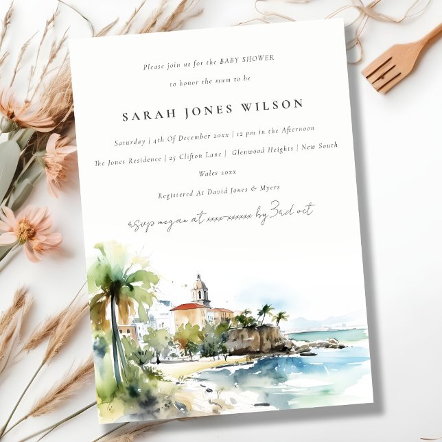 Invitation San Juan Puerto Rico Landscape Baby Shower (Créateur téléchargé)