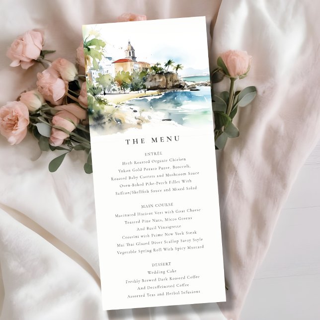 Invitation San Juan Puerto Rico Landscape Wedding Menu Card (Créateur téléchargé)