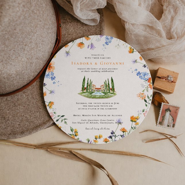 Invitation San Miguel Mexico | Watercolor Floral Wedding (Créateur téléchargé)