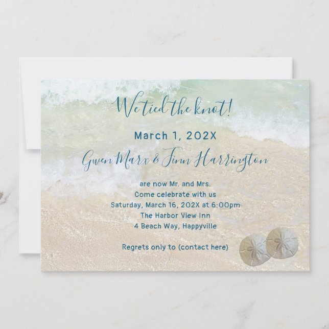 Invitation Sand Dollars Private Ceremony se sont mariés  Invi (Devant)