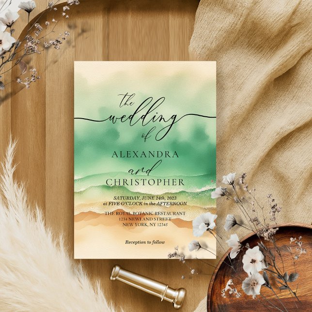 Invitation Sand Sea Ocean Beach Aquarelle Signature été (Créateur téléchargé)