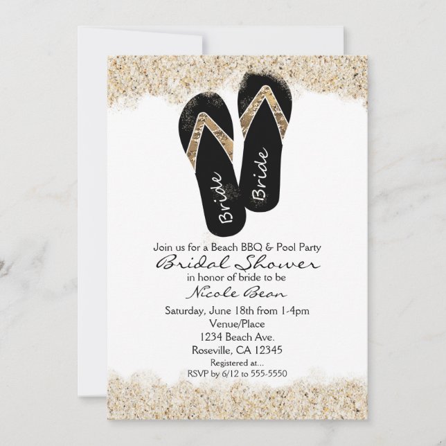 Invitation Sandales Bride Flip Flop Été Plage Mariage (Devant)