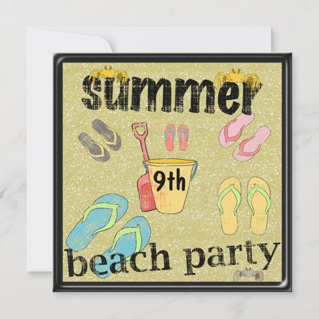 Invitation Sandales de plage pour la fête d'anniversaire des  (Devant)
