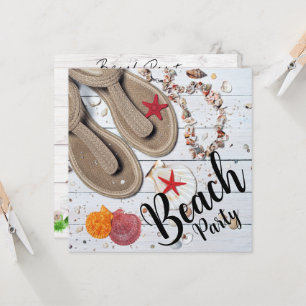 Invitation Sandals & Seashells Beach Party Anniversaire