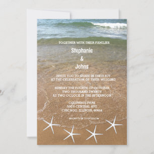 Invitation Sandy Beach Ocean Starfish Destination Mariage