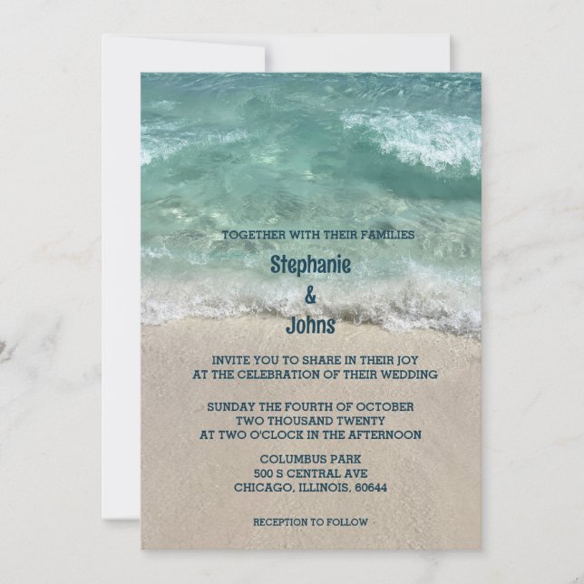 Invitation Sandy Beach Turquoise Turquoise Mer Ocean Waves Ma (Devant)