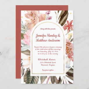 Invitation Sandy Peach Terracotta Gold Rustic Mariage I