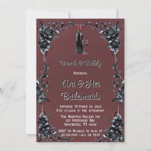Invitation Sang Rouge Gothique Noir Vin Floral Brunch & Bubbl