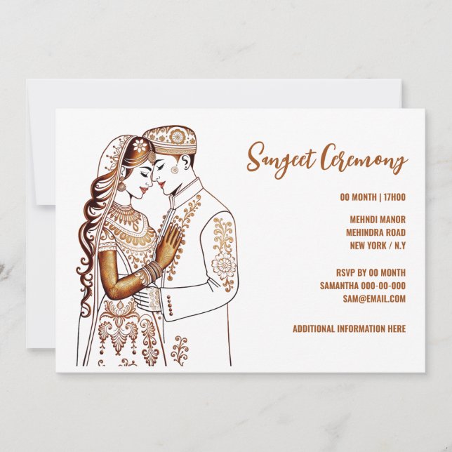 Invitation Sangeet Henna marié marié Mehndi Mhindi Hindi (Devant)