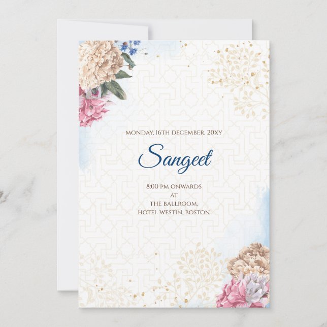 Invitation Sangeet indien & Cartes d'invitation po (Devant)