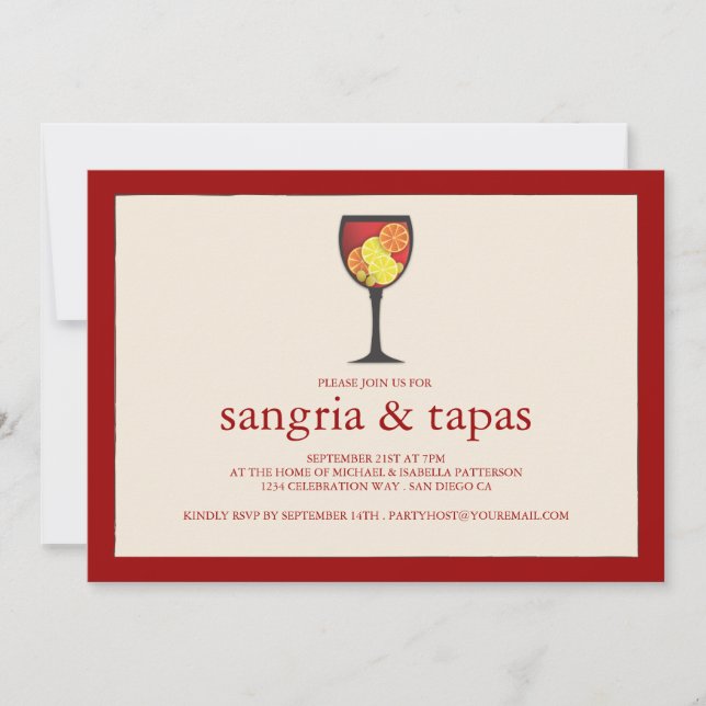 Invitation Sangria avec l'invitation de partie de Tapas de (Devant)
