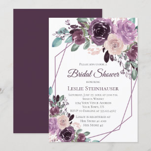 Invitation Sangria Purple Mauve Aquarelle Fête des mariées