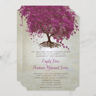 Invitation Sangria Vin Purple Coeur Feutre Mariage Arbre