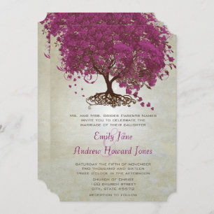 Invitation Sangria Vin Purple Coeur Feutre Mariage Arbre