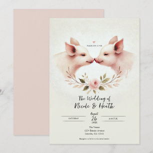 Invitation Sangsue rose à museau floral rustique Mariage