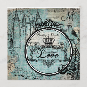 Invitation sans conditions croisé bleu de mariage