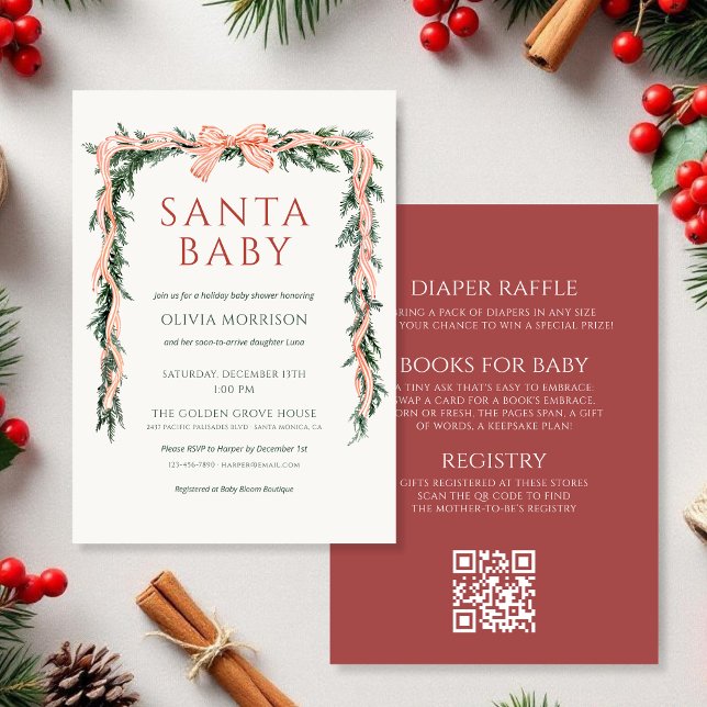 Invitation Santa Baby All in One Bow Winter Baby Shower (Créateur téléchargé)
