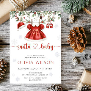 Invitation Santa Baby Baby Shower de Noël-