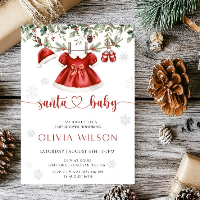 Invitation Santa Baby Baby Shower de Noël- (Créateur téléchargé)