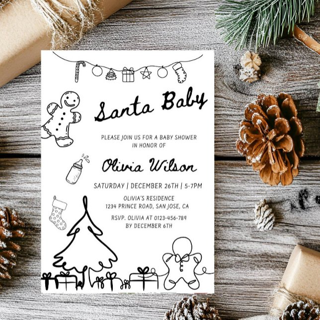 Invitation Santa Baby Christmas Baby Shower Party (Créateur téléchargé)