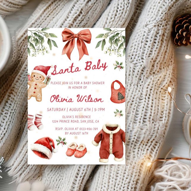 Invitation Santa Baby Christmas Baby Shower Party (Créateur téléchargé)