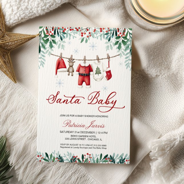 Invitation Santa Baby Christmas Boy Baby Shower (Créateur téléchargé)