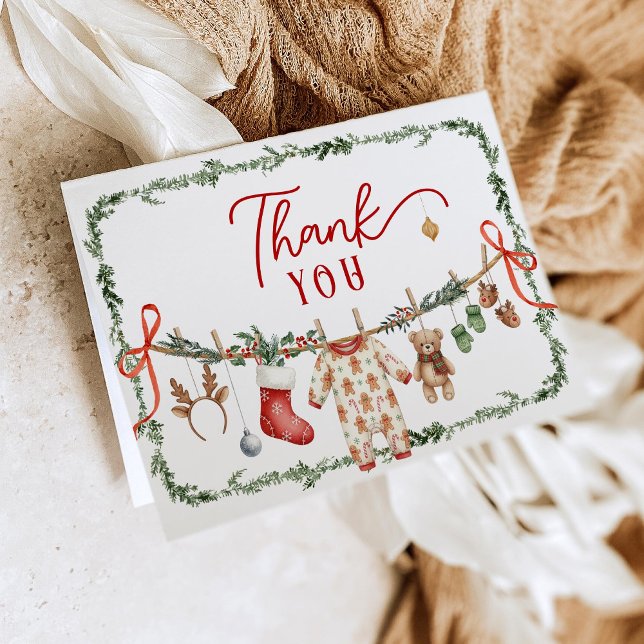 Invitation Santa Baby Clothesline Baby Shower Thank You (Créateur téléchargé)